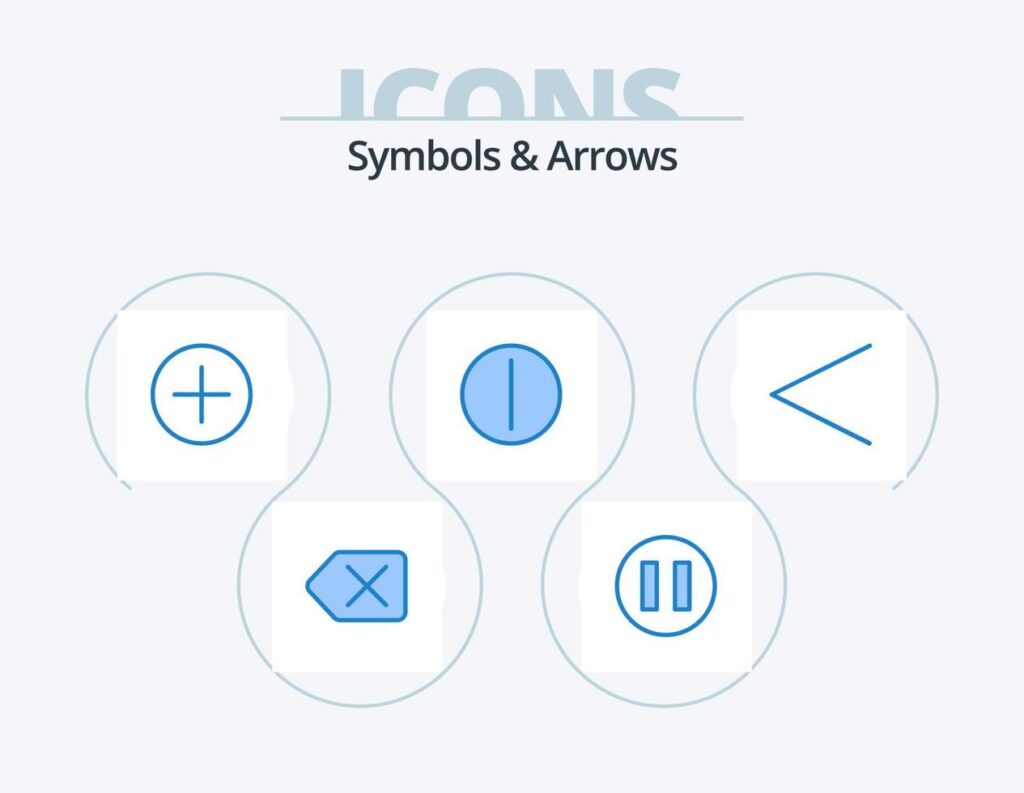 Symbols and Arrows Blue Icon Pack 5 Icon Design. . on. . left Stock Free