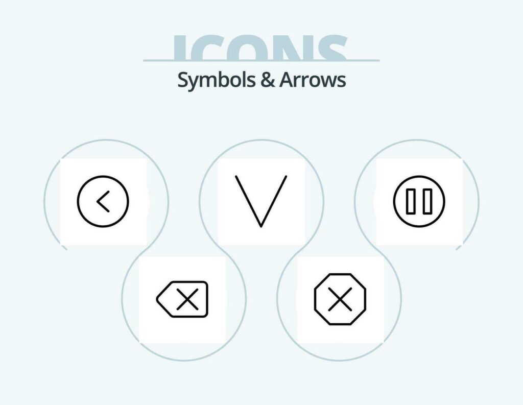 Symbols and Arrows Line Icon Pack 5 Icon Design. . down. play Stock Free