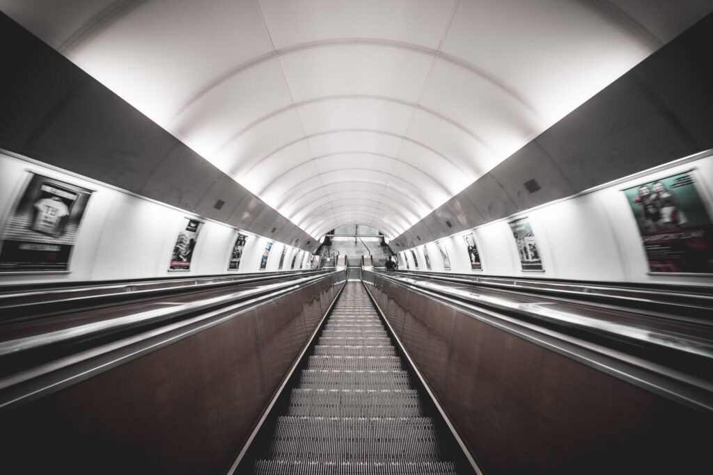 Symmetric Public Transport Network Underground Escalator Free Photo