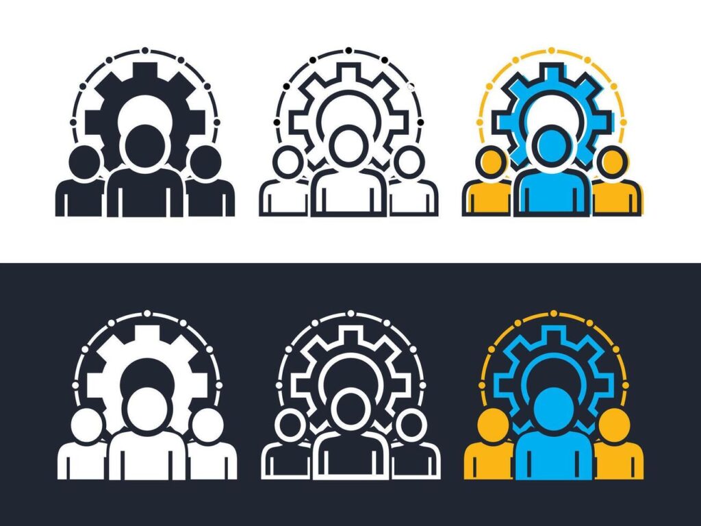 teamwork icon, simple design illustration, design style with different colors. easy to edit use for websites, apps, etc. Stock Free