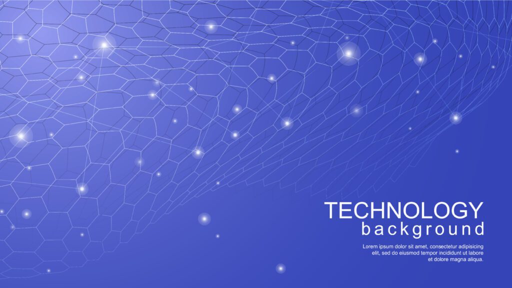 Tech hexagon background with blue gradient Free Vector