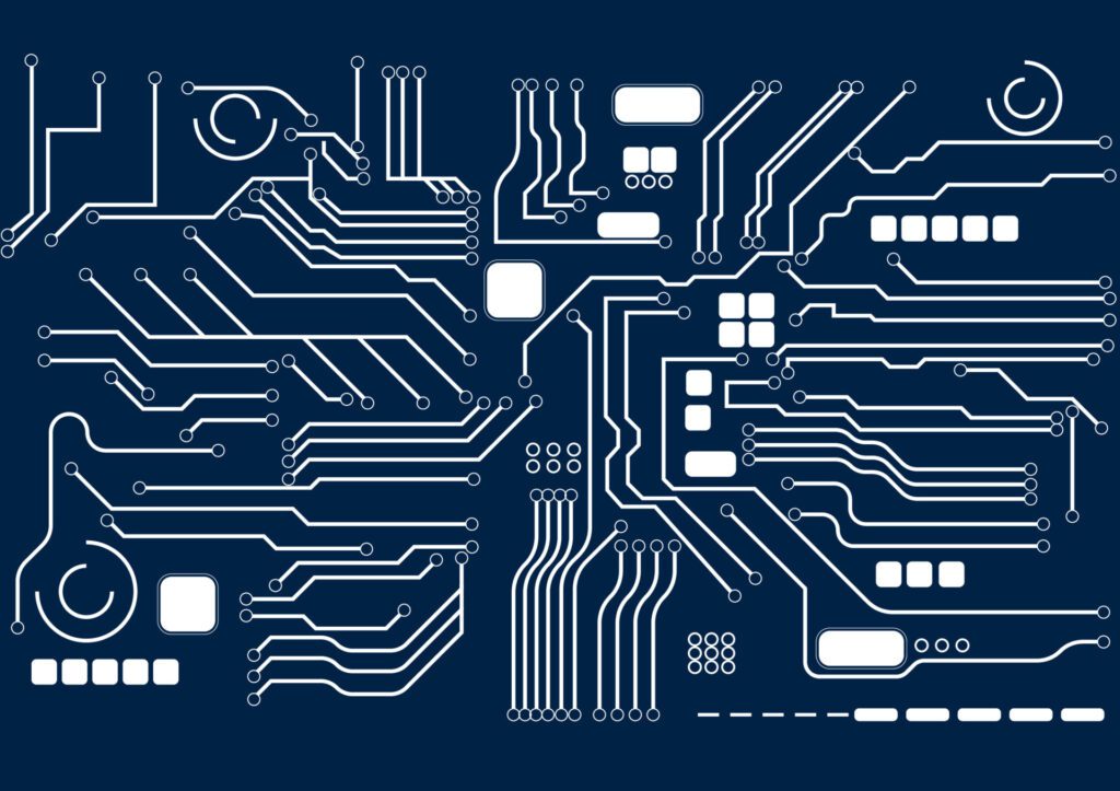 Technology digital line circuit of technology mainboard background vector illustration Free Vector