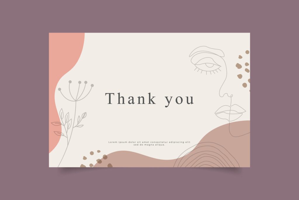 Template thank you card with abstract hand drawn background Free Vector