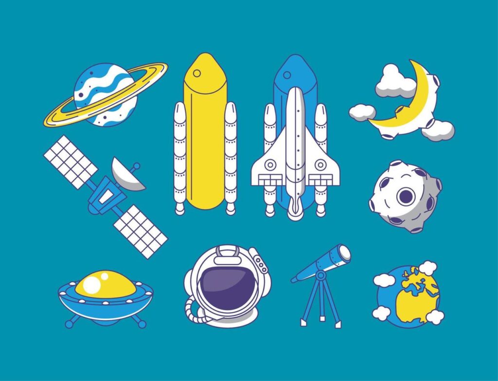 ten space outer icons Stock Free