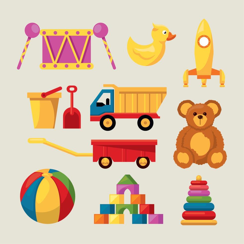 ten toys kids icons Stock Free