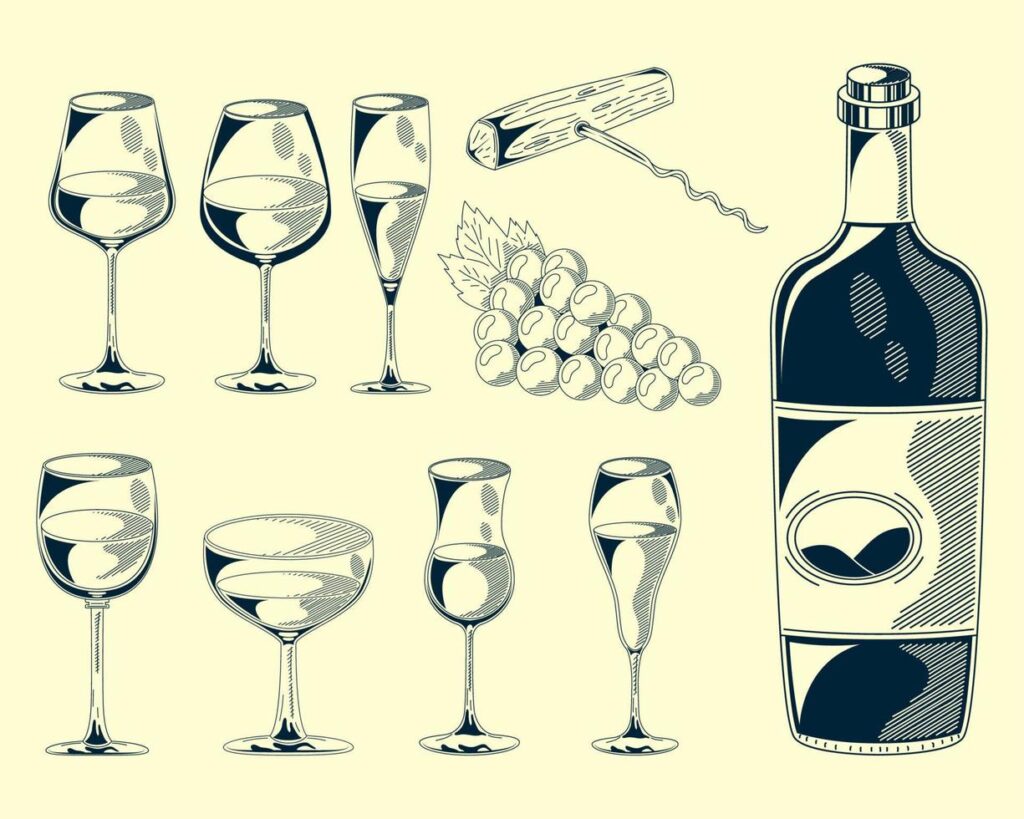 ten wine drinks icons Stock Free