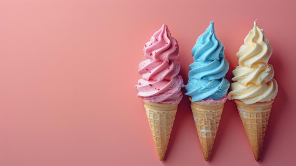 Three Ice Cream Cones on Pink Background Stock Free