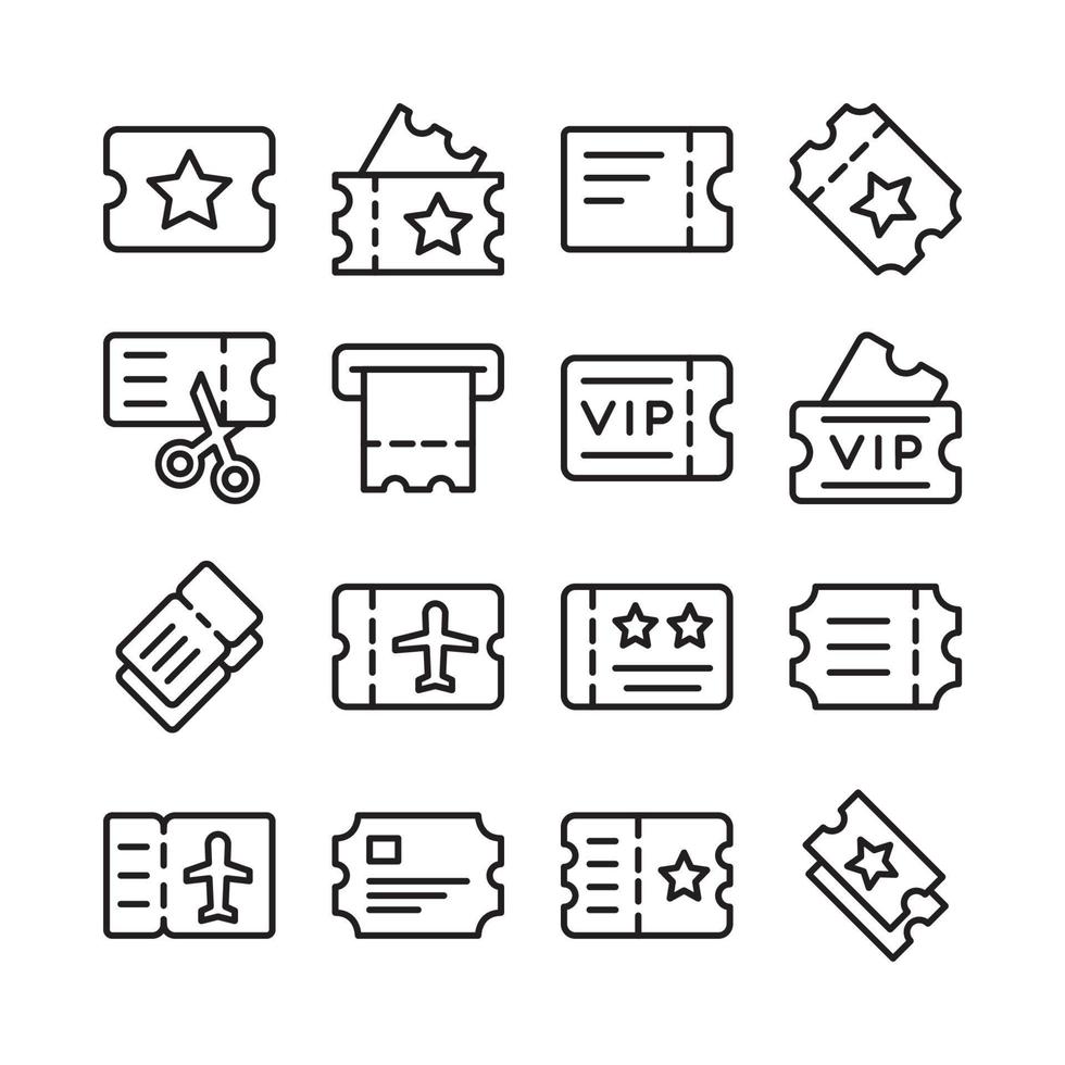 Ticket icon set. Vector graphic illustration. Suitable for website design, logo, app, template, and ui. Stock Free