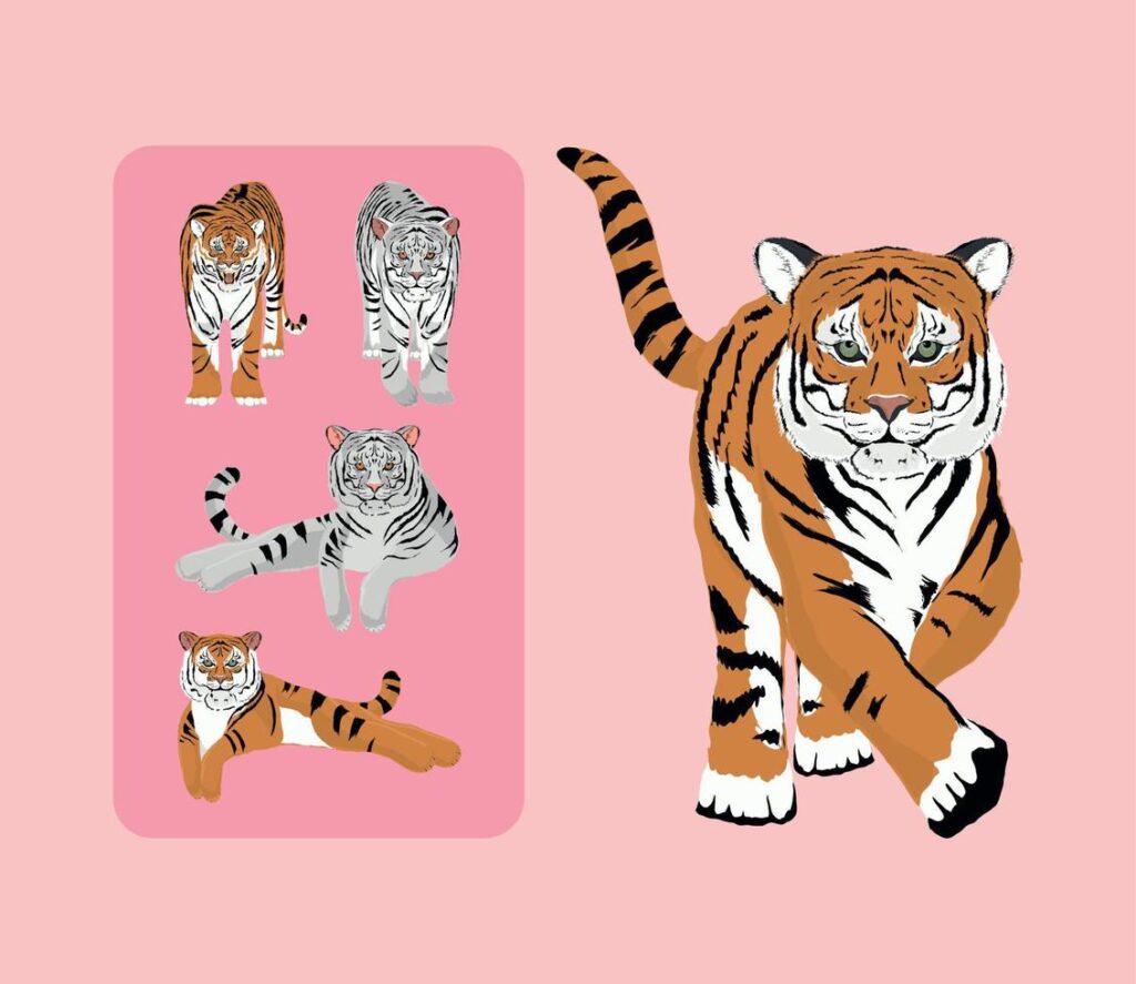 tigers animal icons Stock Free