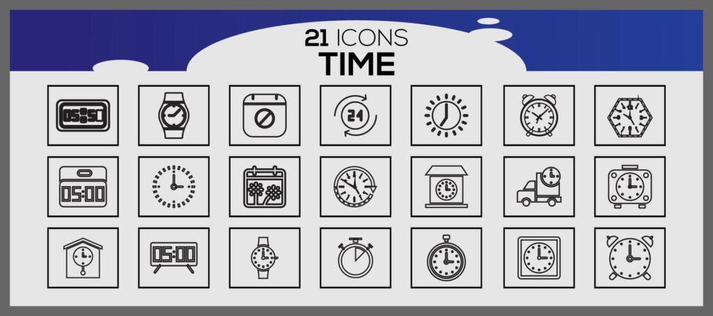 Time icon collection. Time icon set design. Stock Free