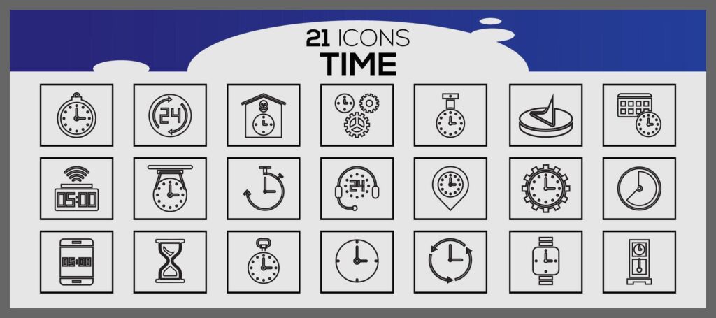 time icons collection. watches icon set clock icons set. Stock Free