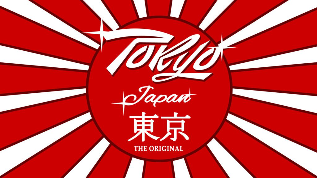 Tokyo Japan lettering flag background Free Vector