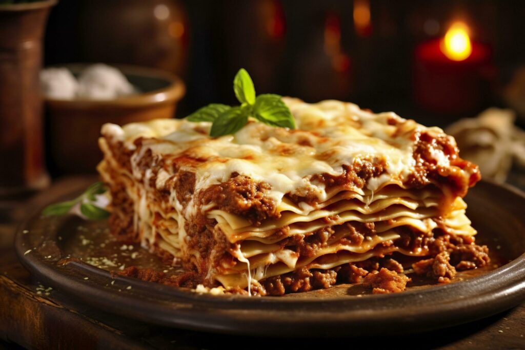 Traditional italian food lasagne with meat sauce. AI Generated Free Photo