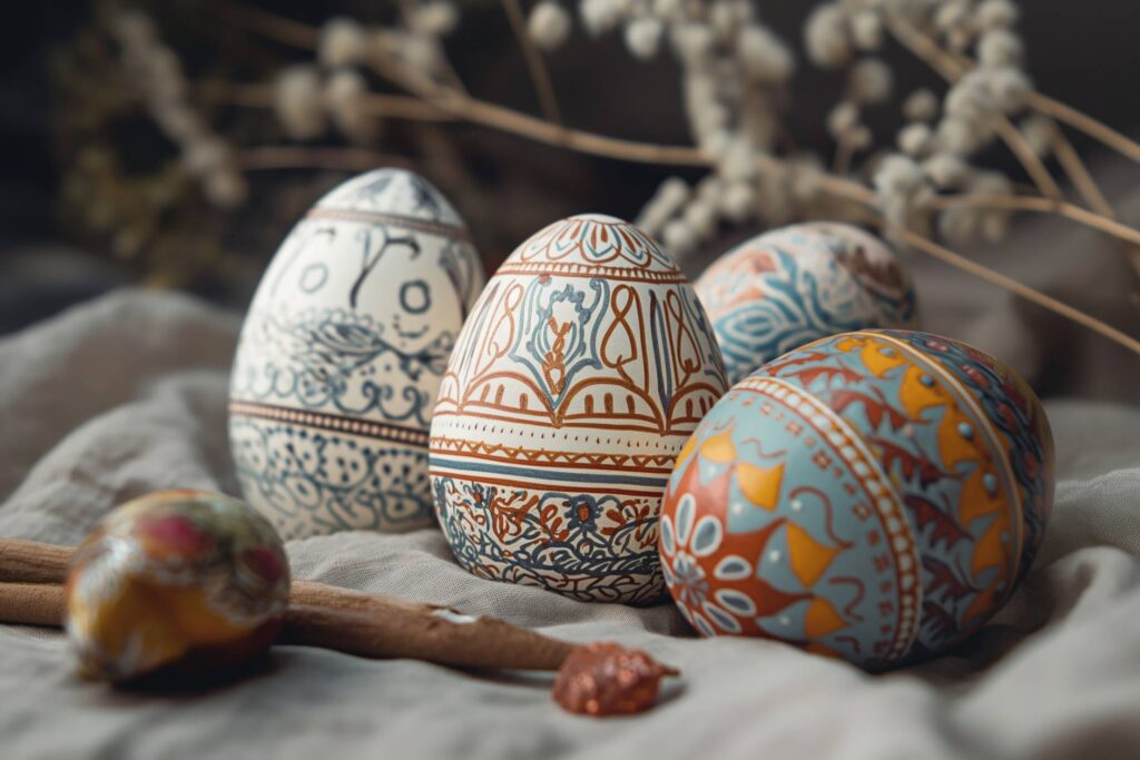 Traditional Slavic Folklore Painted Easter Eggs Stock Free