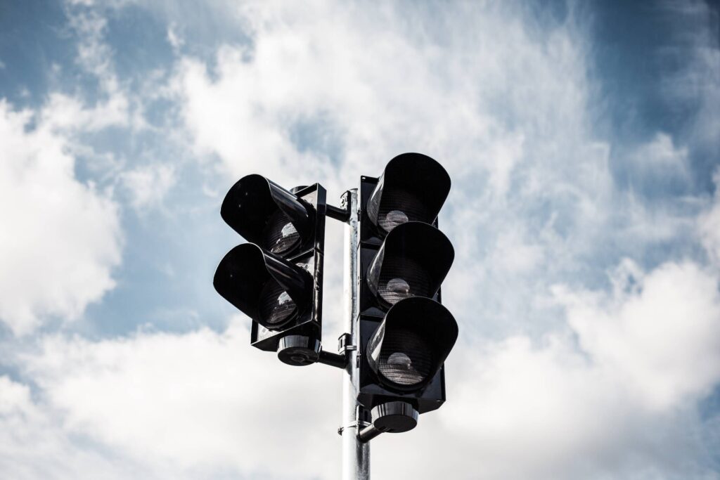 Traffic Lights and Sky With Clouds Free Photo