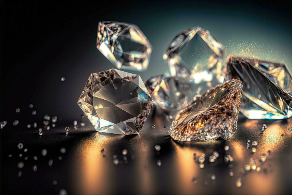 transparent crystal diamond background reflective effect generative ai technology Free Photo