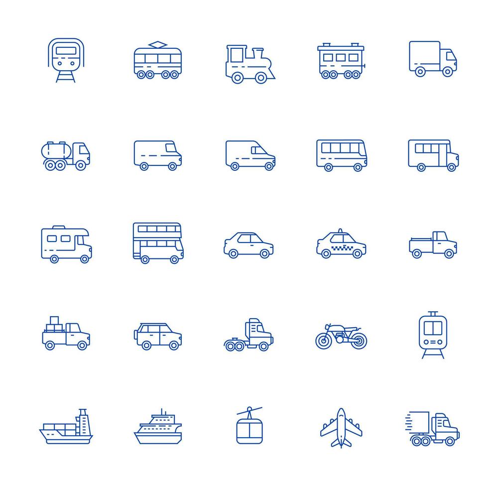 Transportation vehicle icon in outlined style. Suitable for design element of public transportation, traffic sign, and various types of vehicle symbol collection. Stock Free
