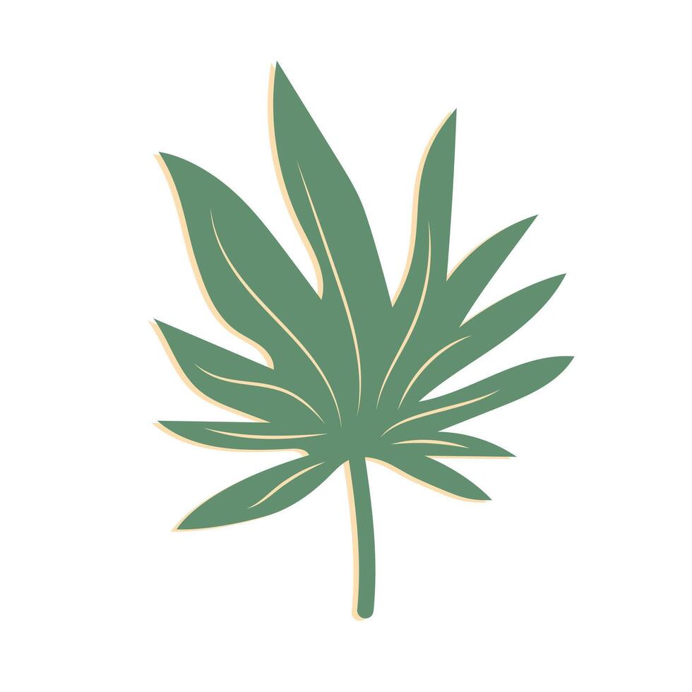 Tropical leaf. Exotic summer botanical icon. illustration isolated on white background. Stock Free