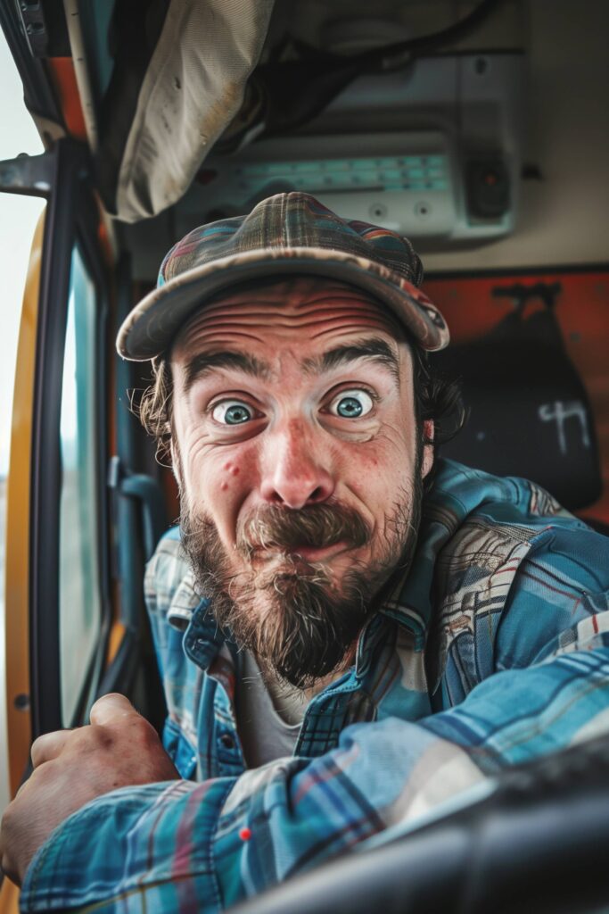 Truck Driver Making a Funny Face Stock Free