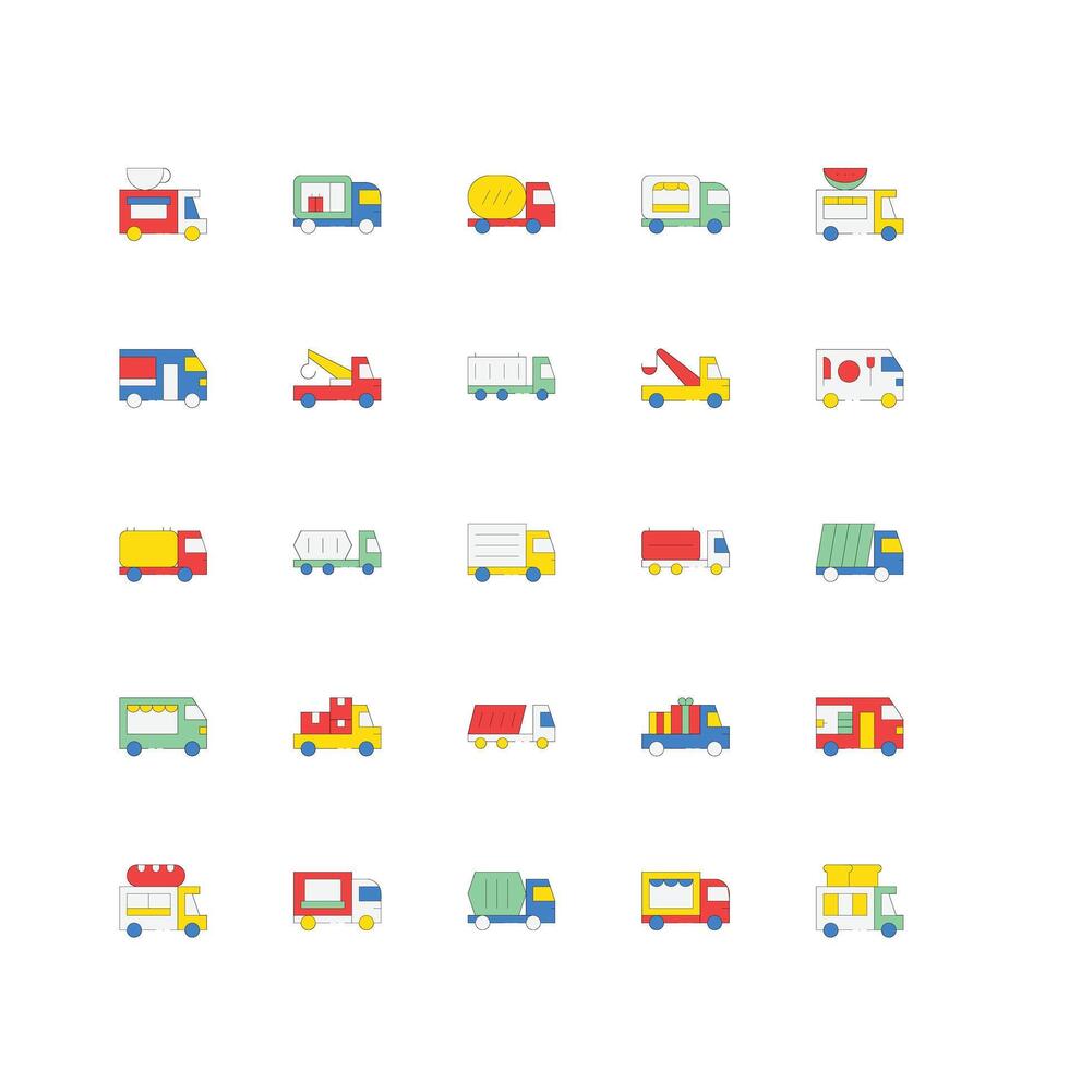 Truck Set of Transport Line Icons. Contains such Icons as Truck Stock Free