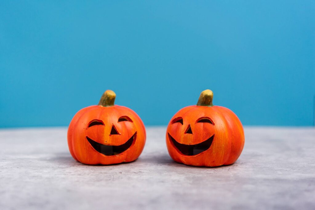 Two Halloween Pumpkins Decorations Free Photo