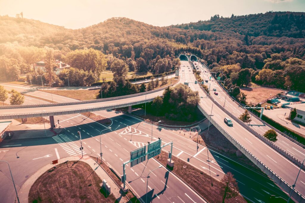 Two Level Interchange Roads with Tunnels Free Photo