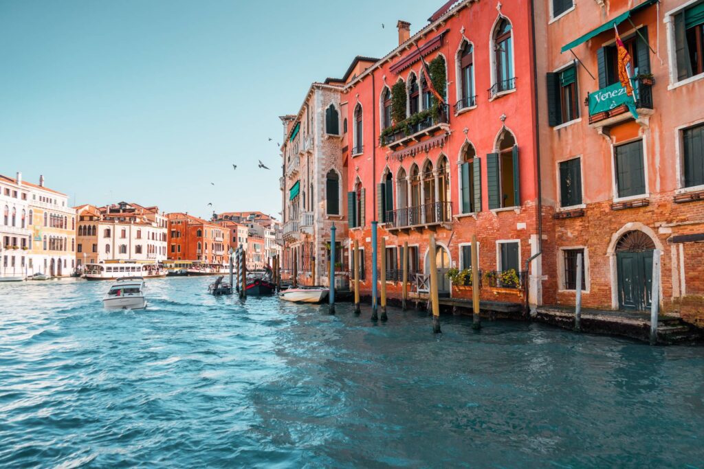 Typical Houses on Canal Grande in Venice, Italy Free Photo