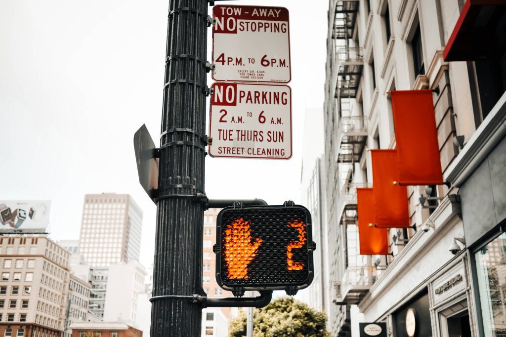 Typical Pedestrian Red Traffic Lights Countdown in California Free Photo