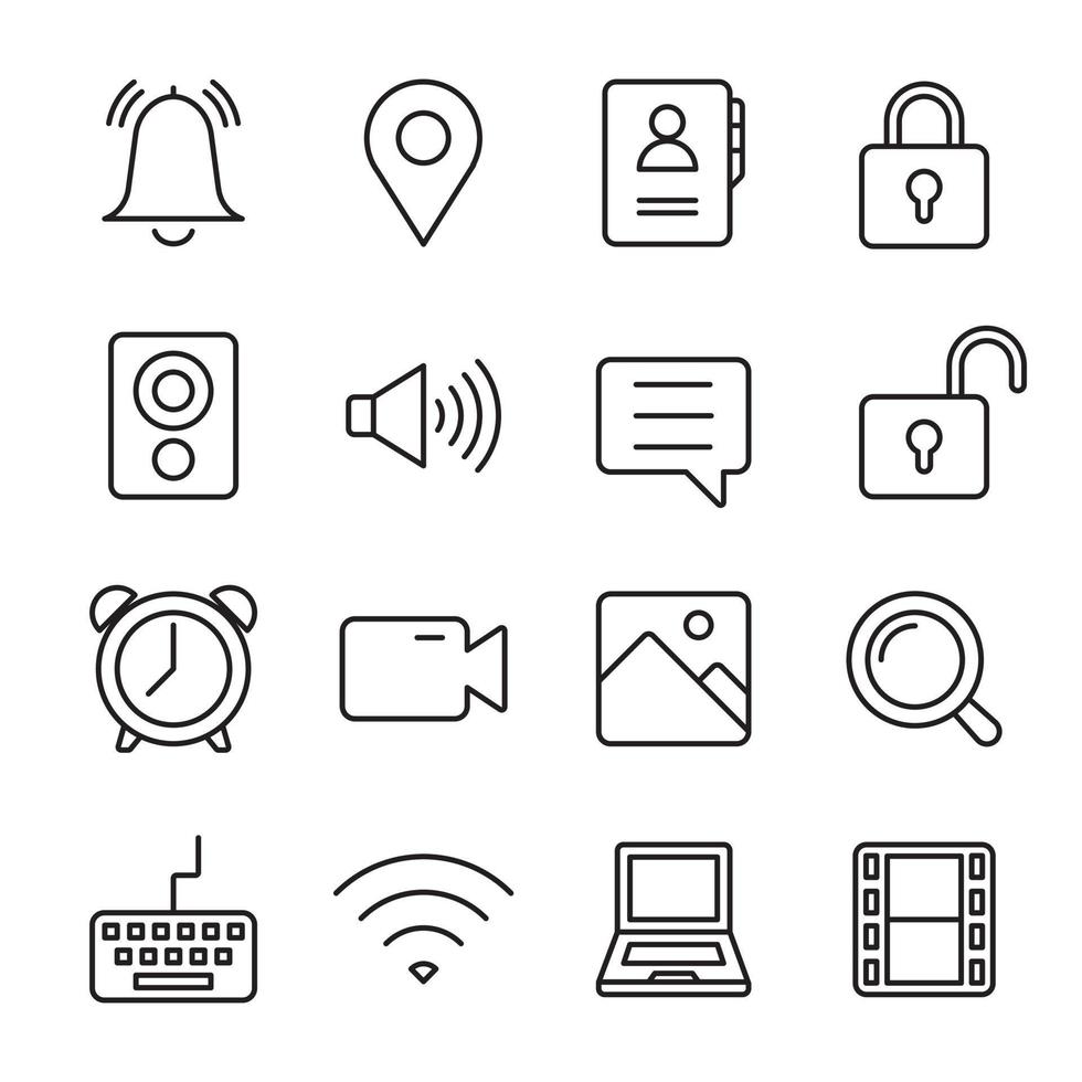 UI UX outlined icon set. Computer and smartphone user interface icon element. Stock Free