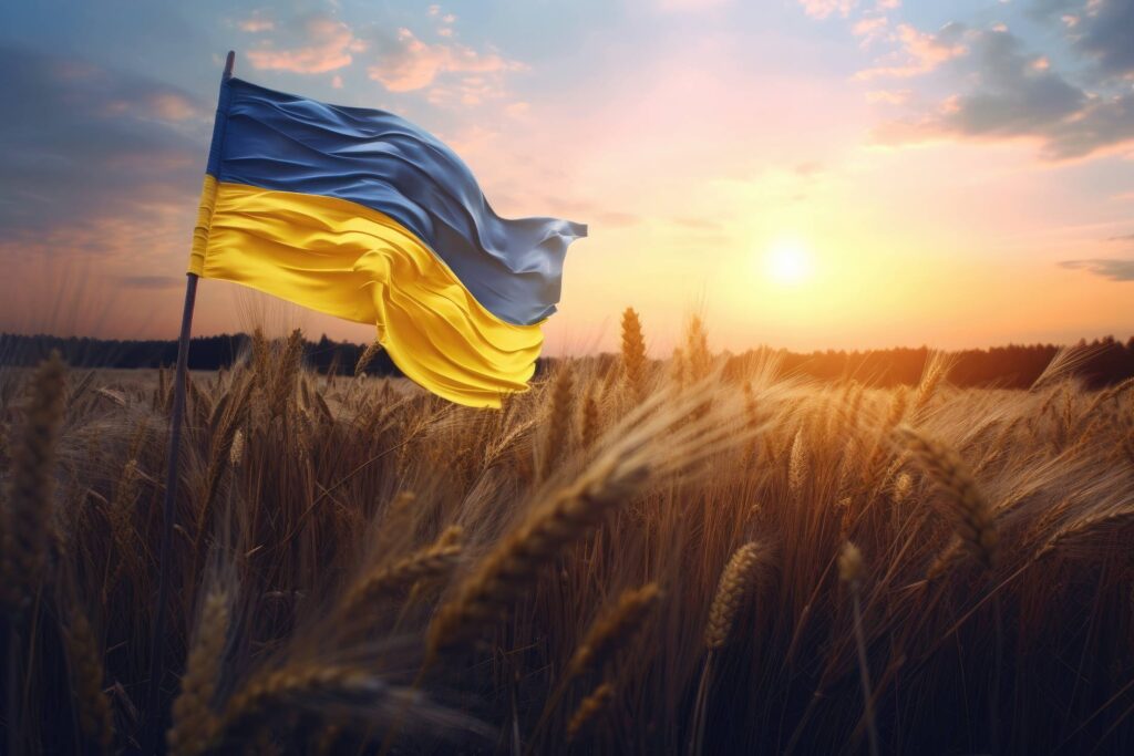 Ukraine Flag in Ukrainian Nature Stock Free