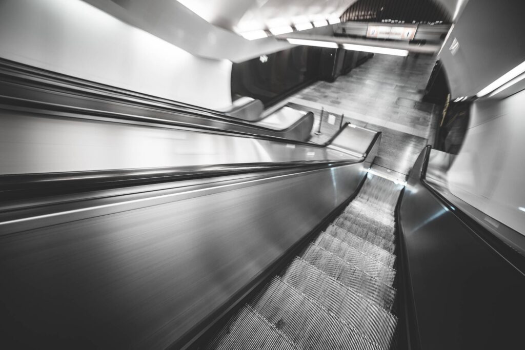 Underground Subway Escalator in Hypnotic Motion Free Photo