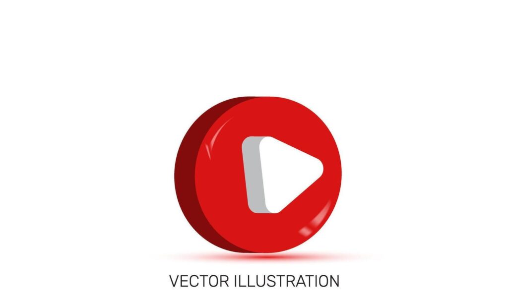 unique 3d realistic icon concept red play media button design Stock Free