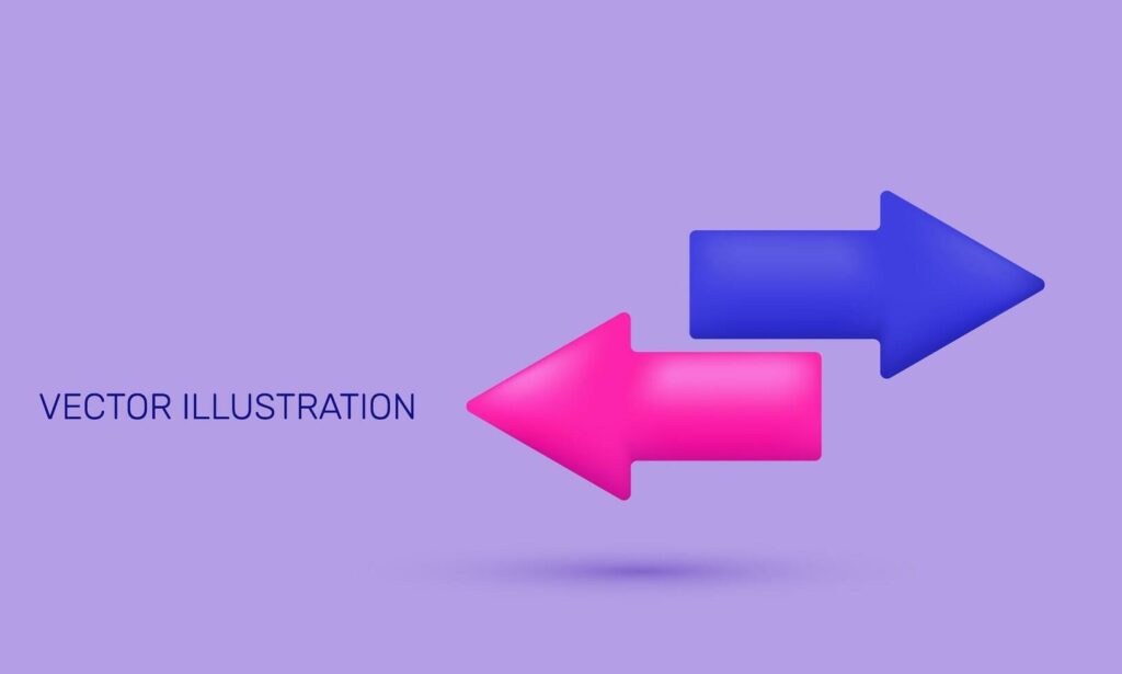 unique 3d realistic icon concept transfer arrows design Stock Free