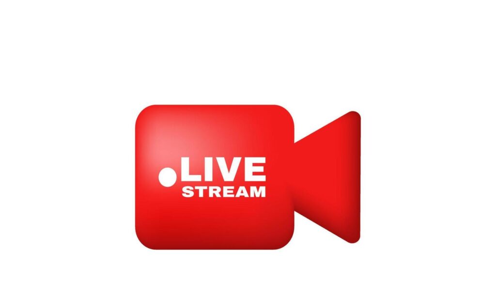 unique 3d realistic red live video streaming icon design isolated on Stock Free