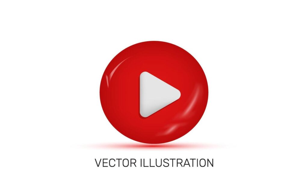 unique 3d realistic red play media icon design Stock Free