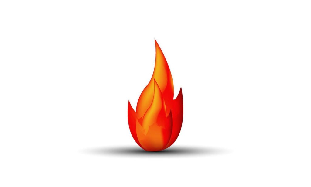 unique 3d red fire flame icon style isolated on vector Stock Free