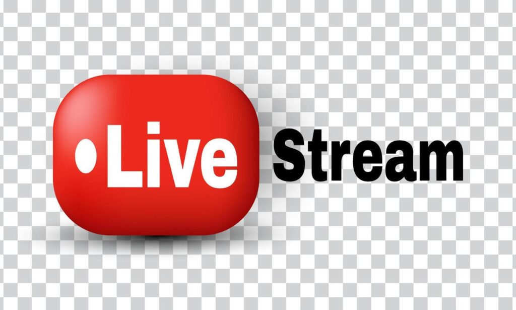 unique 3d red live streaming realistic design icon isolated on Stock Free