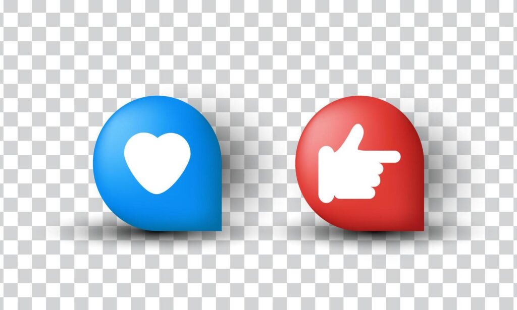 unique 3d style humb heart like love icon design isolated on Stock Free