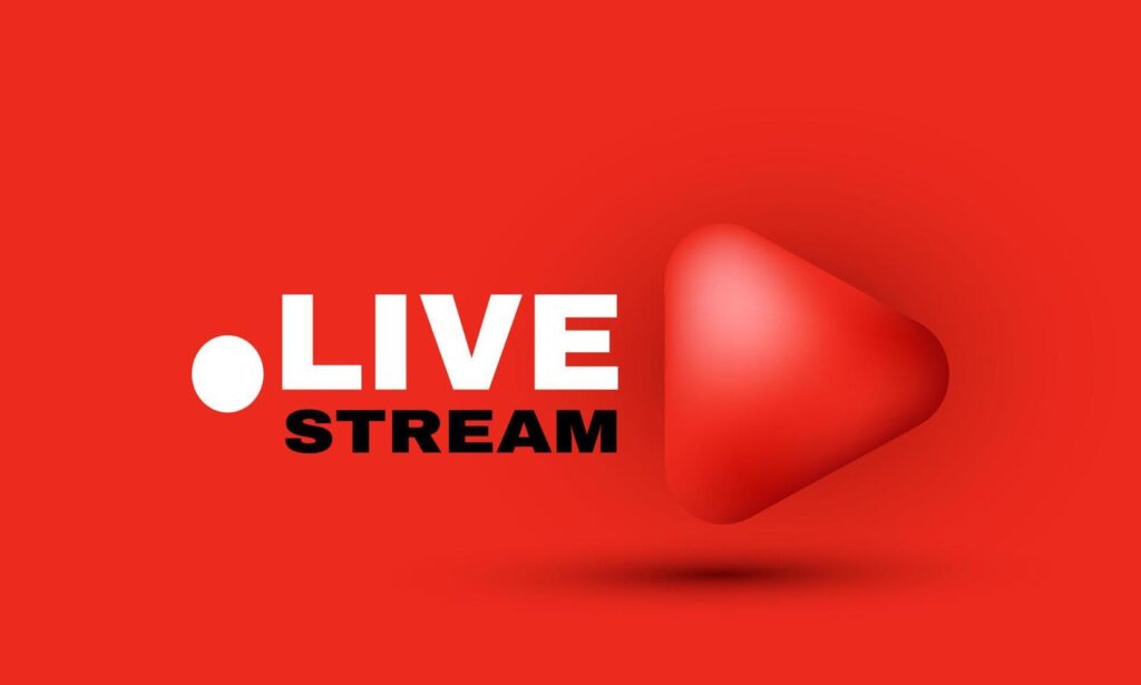 unique 3d style red live streaming realistic design icon isolated on Stock Free