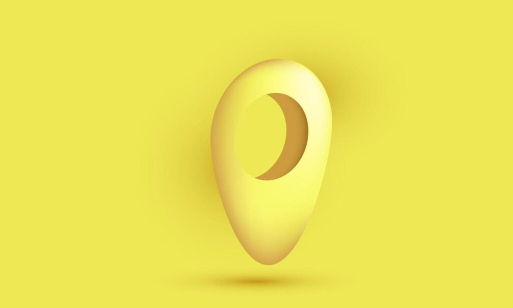 unique 3d yellow maps realistic icon isolated on Stock Free