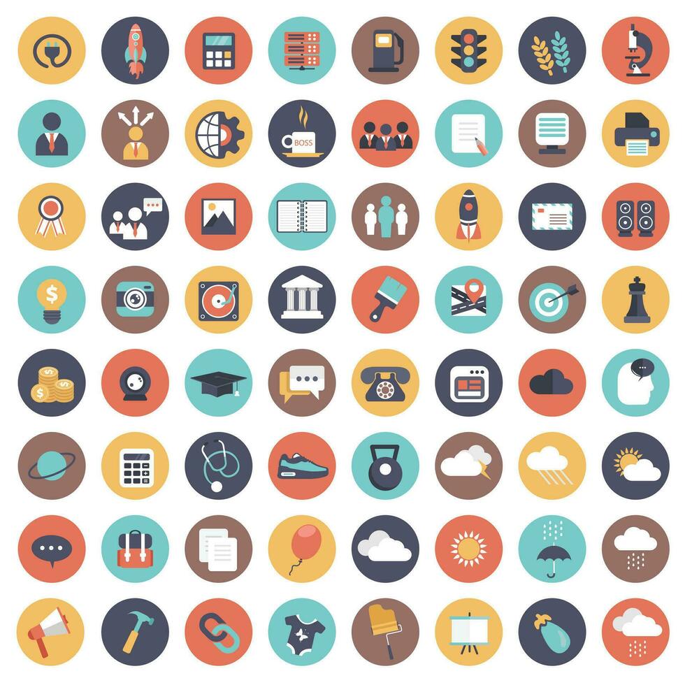 Universal icon set for websites and mobile applications. Flat vector illustration Stock Free