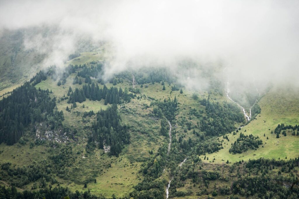 Untouched Mountain Nature Under Fog Free Photo