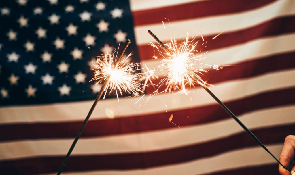 USA Flag and Sparklers Free Photo