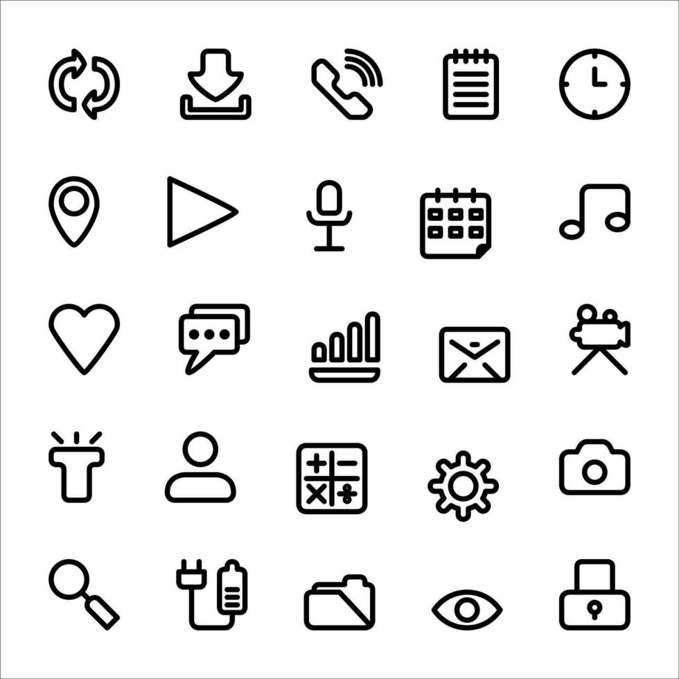 User interface icon set. line icon collection. Containing calendar, megaphone, cloud, alarm and microphone icons. Stock Free