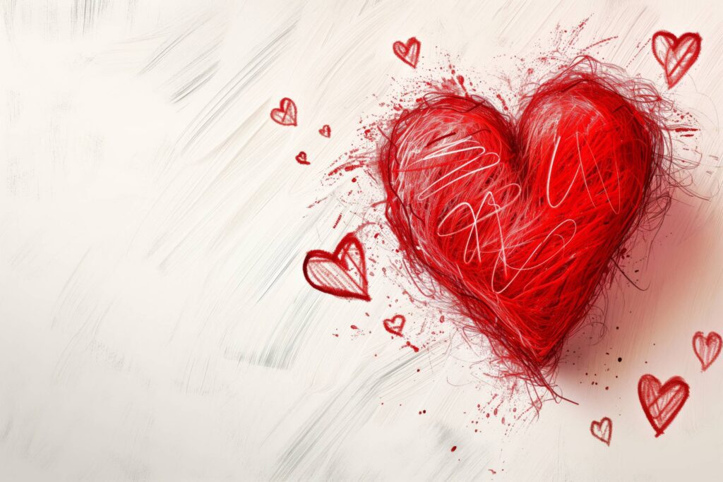 Valentine Heart Drawn With Crayons Space for Text Stock Free