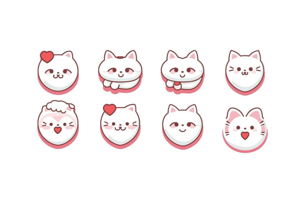 Valentine’s day kawaii cat icon vector Stock Free