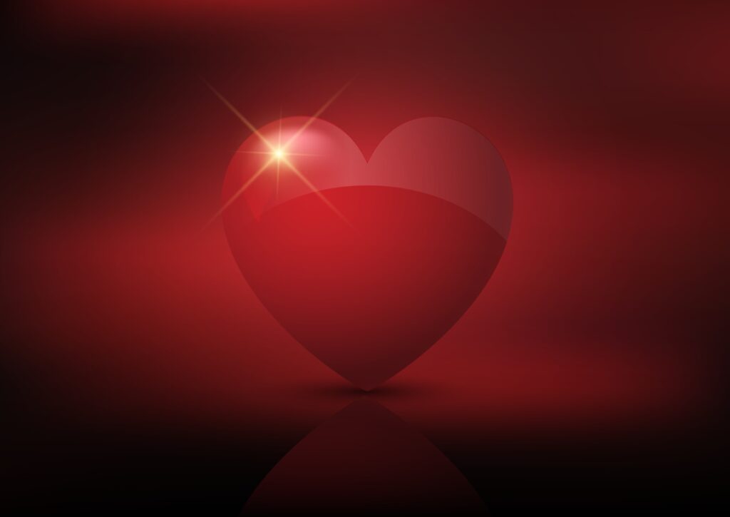 valentines day background with glossy red heart Free Vector