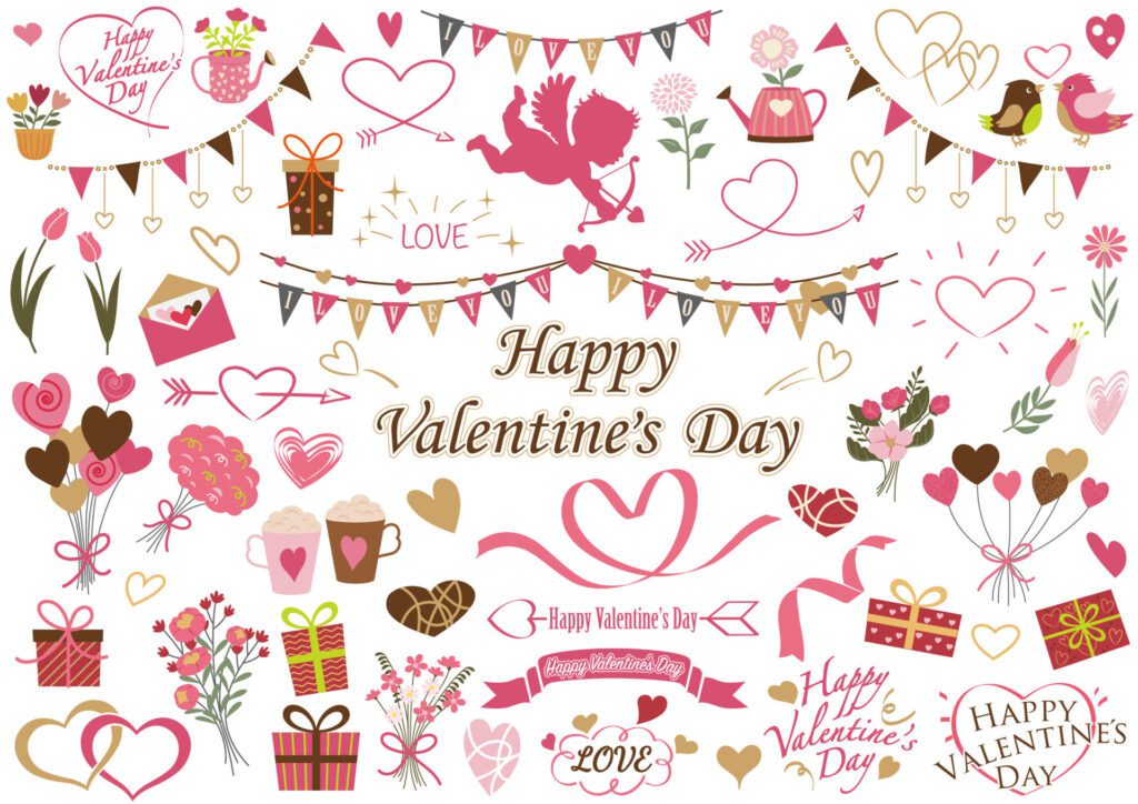 Valentines Day Vector Design Element Set Isolated On A White Background. Free Vector and Free SVG