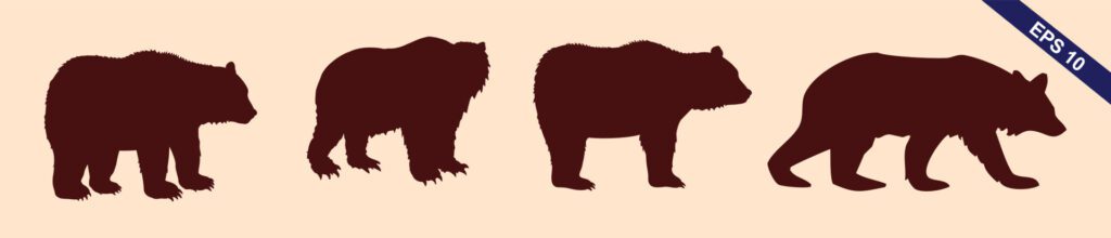 various bear silhouettes on the light grey background Free Vector