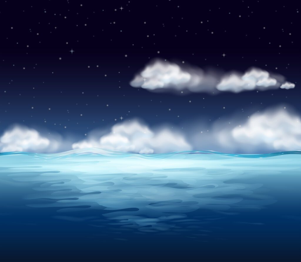 An ocean at night background Free Vector